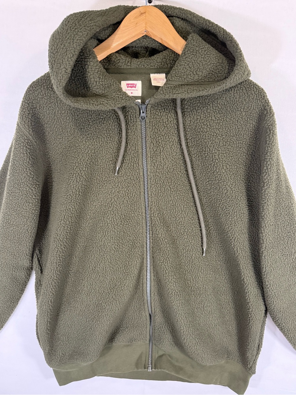 Levi's Olive Green Sherpa Zip-Up Hoodie Jacket